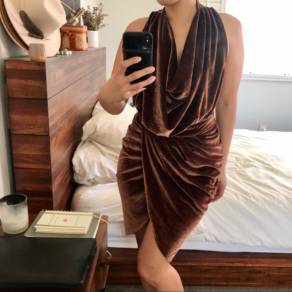 NUDE Velvet Backless Mini Dress